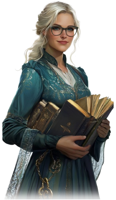 young and tall, slim blond woman with glasses carrying old books, beautifully bookish, Nia Merrin.